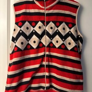 Aztec Mountain Lake Red and Black Geometric Sweatervest